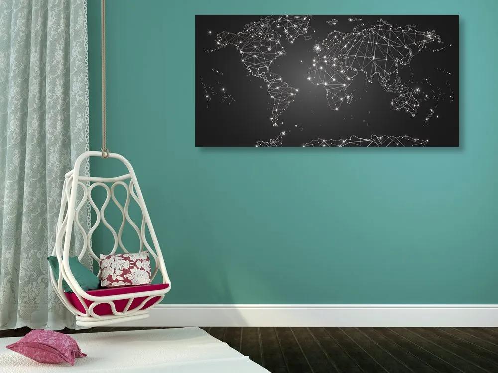 Εικόνα ενός ασπρόμαυρου παγκόσμιου χάρτη σε έναν φελλό - 100x50  color mix