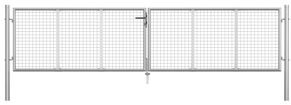 vidaXL Πόρτα Κήπου Ασημί 400x75 εκ. από Γαλβανισμένο Ατσάλι