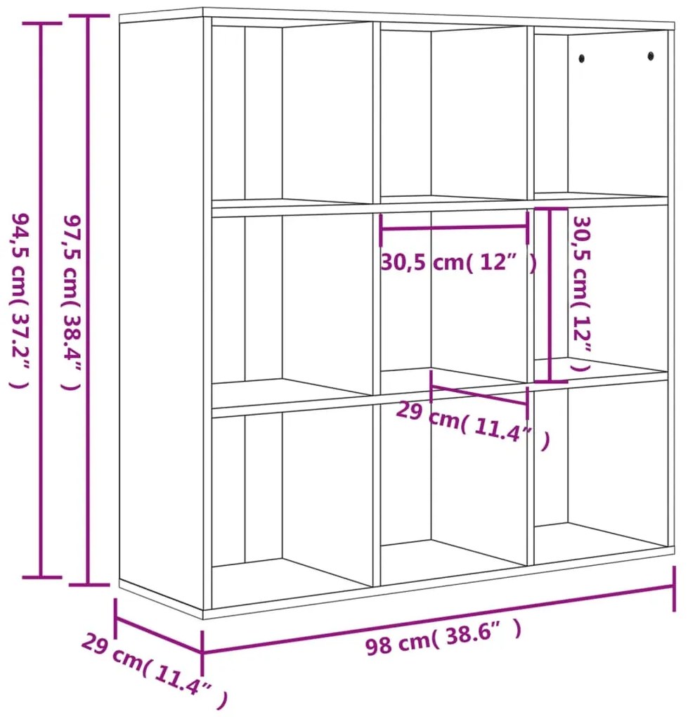 vidaXL Βιβλιοθήκη Χρώμα Sonoma Δρυς 98x29x97,5 εκ. Επεξεργασμένο Ξύλο
