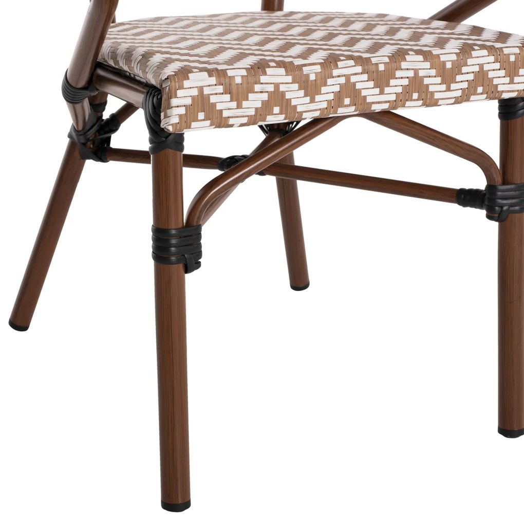 Πολυθρόνα Bamboo Look Καφέ-Λευκό 56,5x56,5x82 Εκ.