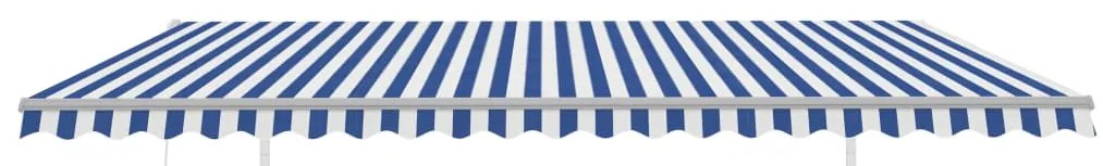 vidaXL Τέντα Αυτόματη με LED &amp; Αισθ. Ανέμου Μπλε / Λευκό 5 x 3,5 μ.