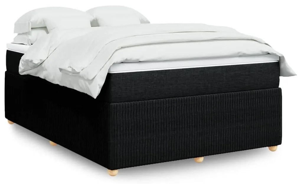 vidaXL Κρεβάτι Boxspring με Στρώμα Μαύρο 140x200 εκ. Υφασμάτινο