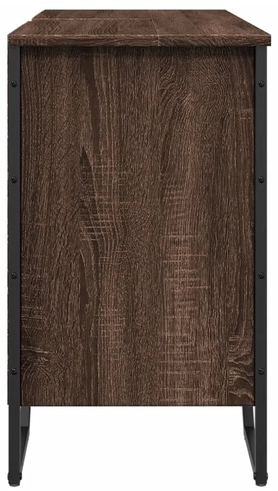 vidaXL Ντουλάπι Νιπτήρα Μπάνιου Καφέ Δρυς 91x35x60 εκ. Επεξ. Ξύλο
