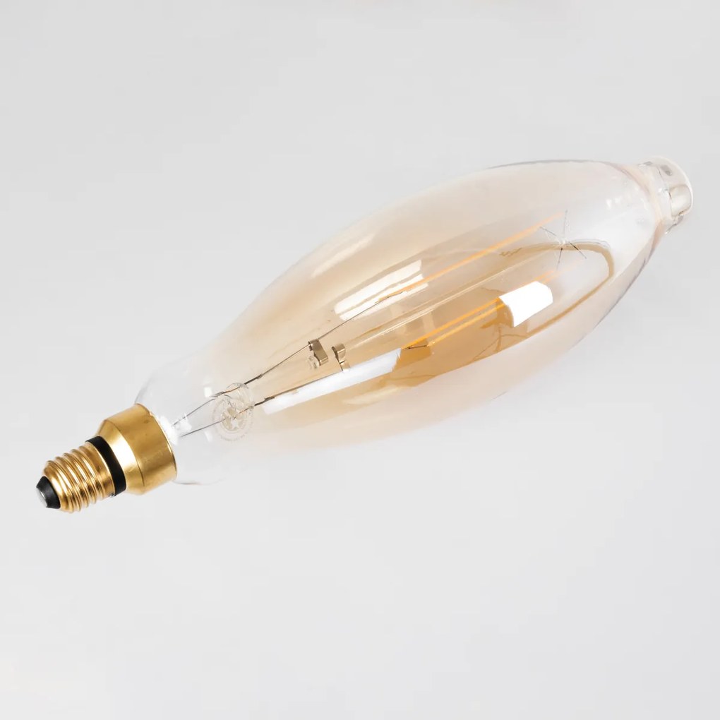 GloboStar 99167 Λάμπα LED Long Filament E27 3.5K AVOCADOS Γλόμπος 8W 650lm 360° AC 220-240V IP20 Φ12 x Υ44cm Ultra Θερμό Λευκό 2200K με Μελί Γυαλί Dimmable - 3 Χρόνια Εγγύηση - 99167