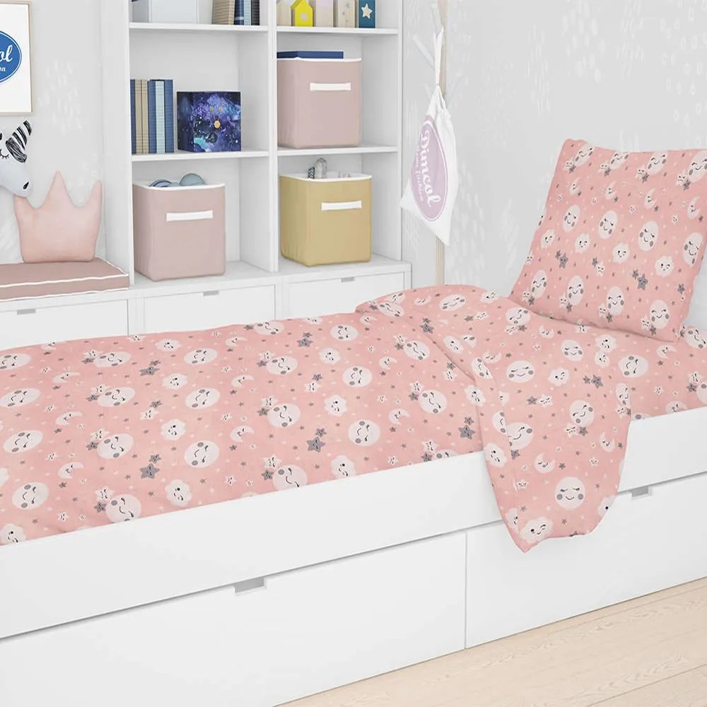 Σεντόνι Βρεφικό Με Λάστιχο Smile 82 Coral DimCol Λίκνου 70x140cm 100% Cotton