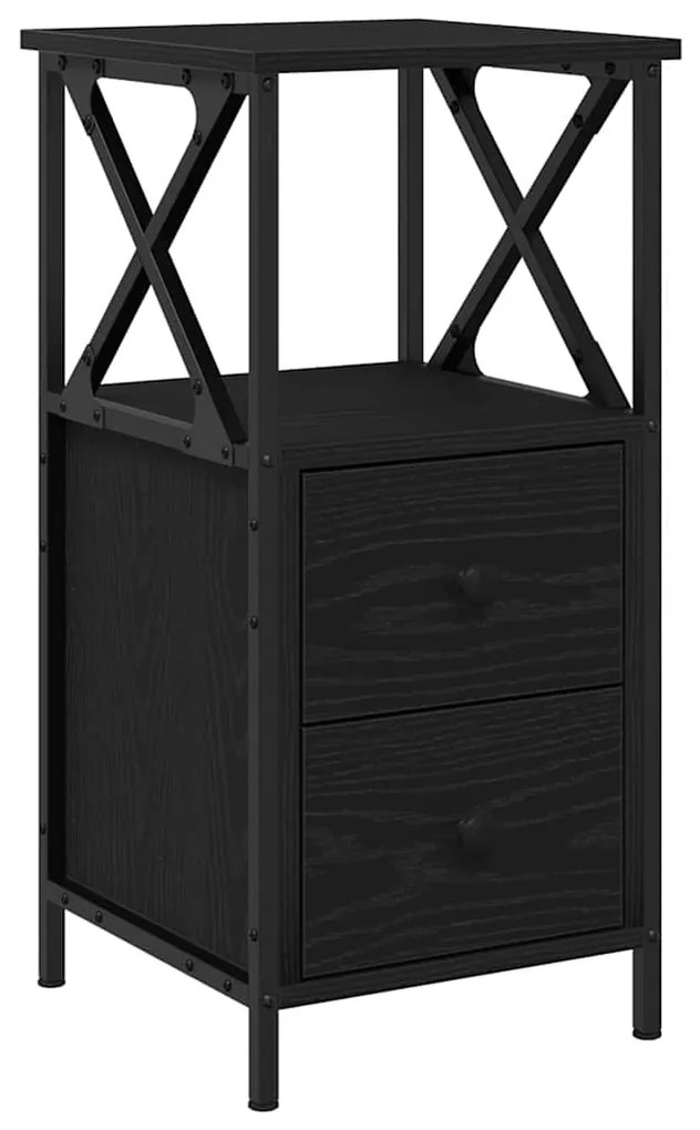 vidaXL Κομοδίνο με συρτάρι 2 pcs Μαύρη δρυς 34 x 35,5 x 70 εκ