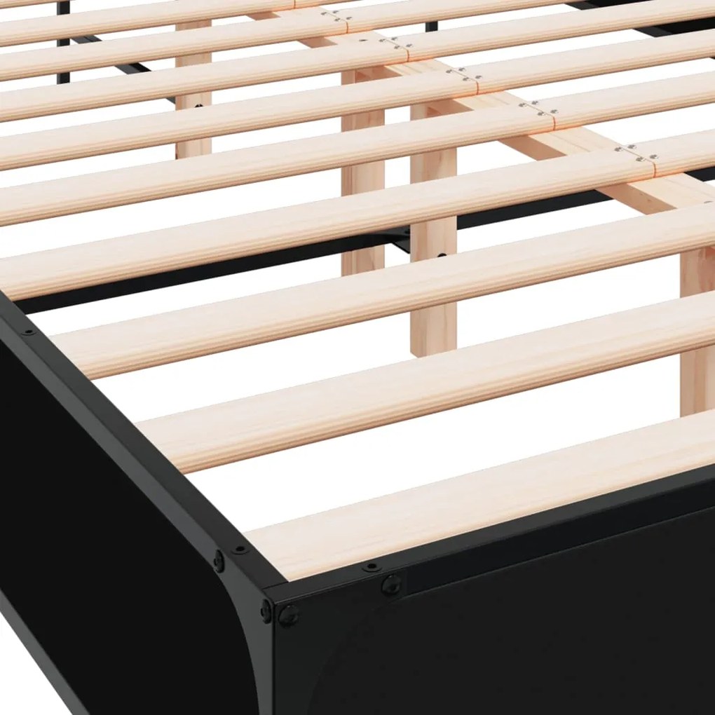 vidaXL Πλαίσιο Κρεβατιού Μαύρο 140x200 εκ. Επεξεργ. Ξύλο και Μέταλλο