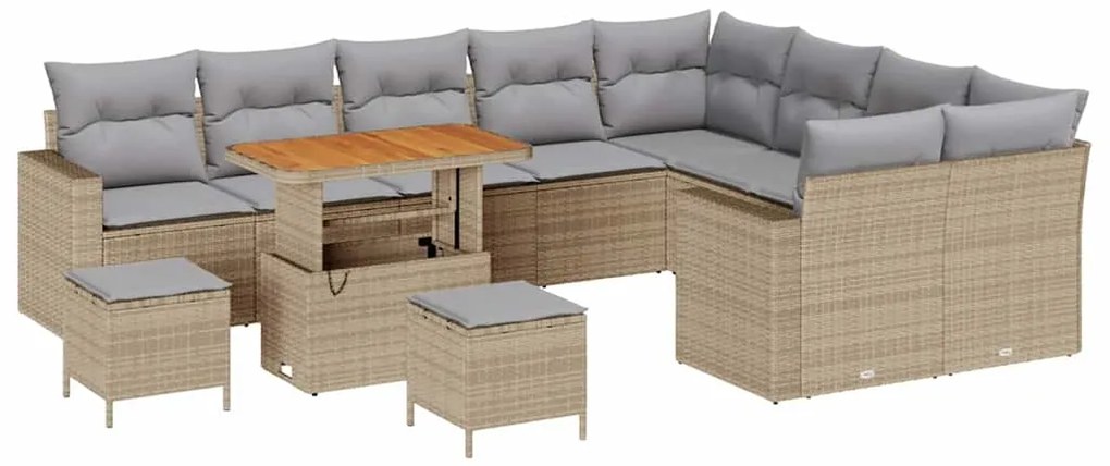 vidaXL Σετ Καναπέ Κήπου 12 pcs μπεζ και ανοιχτό γκρι 90 x 55 x 71 cm