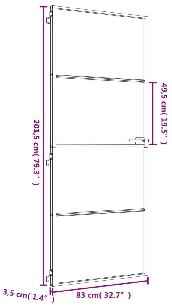 Εσωτερική Πόρτα Χρυσή 83 x 201,5 εκ. Ψημένο Γυαλί &amp; Αλουμίνιο - Μαύρο