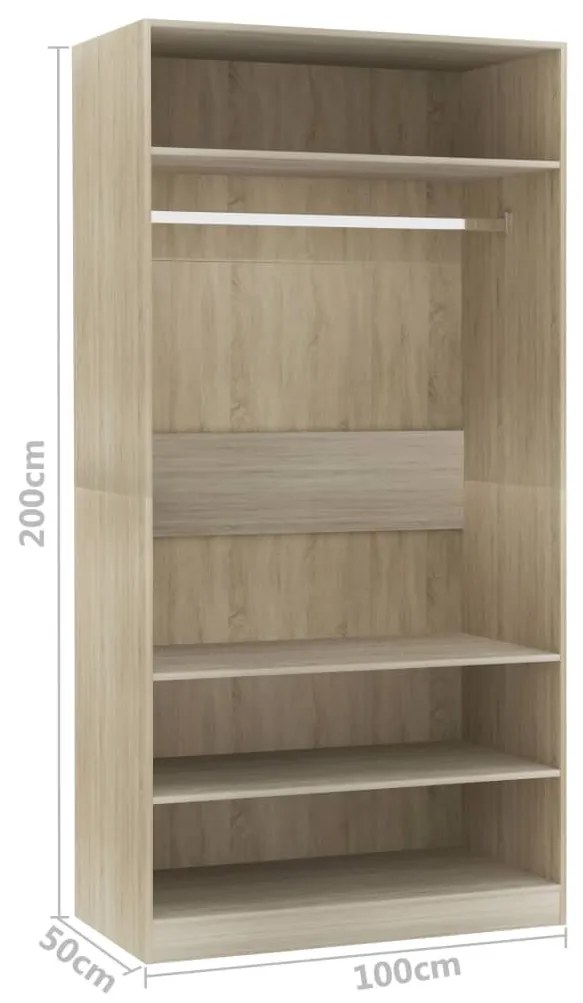 vidaXL Ντουλάπα Χρώμα Sonoma Δρυς 100 x 50 x 200 εκ. από Επεξ. Ξύλο