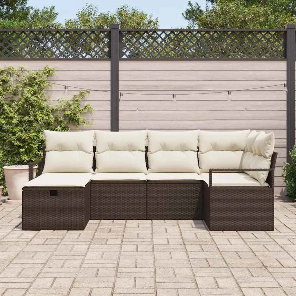 vidaXL Σετ Καναπέ Κήπου 6 pcs Καφέ και κρεμ 232 x 122 x 85 εκ.