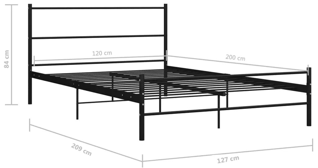 vidaXL Πλαίσιο Κρεβατιού Μαύρο 120 x 200 εκ. Μεταλλικό