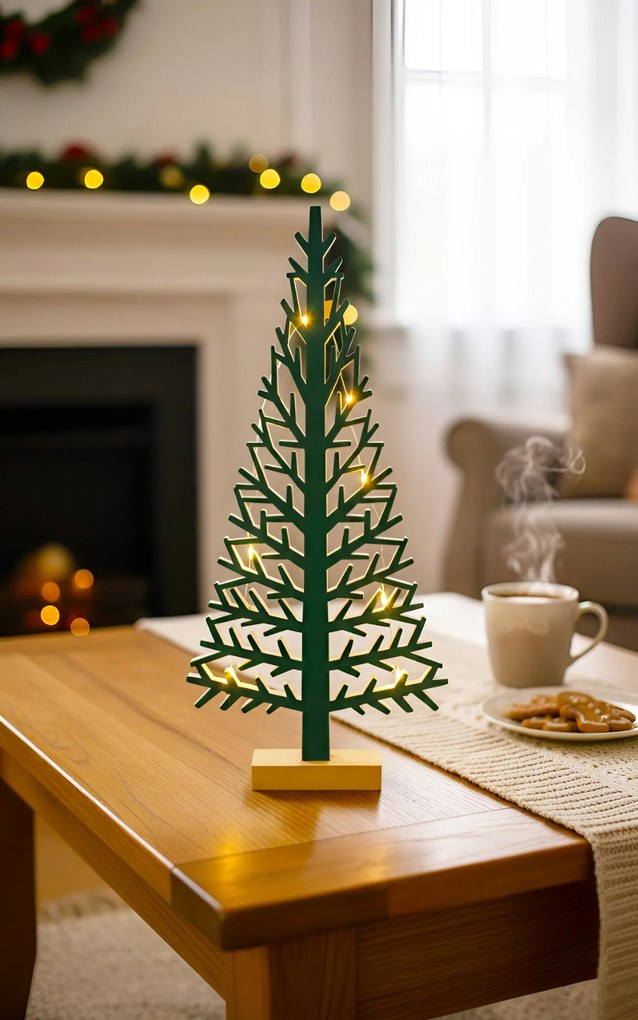 Διακοσμητικό LED Wooden big green Xmas tree (10) τεμάχια