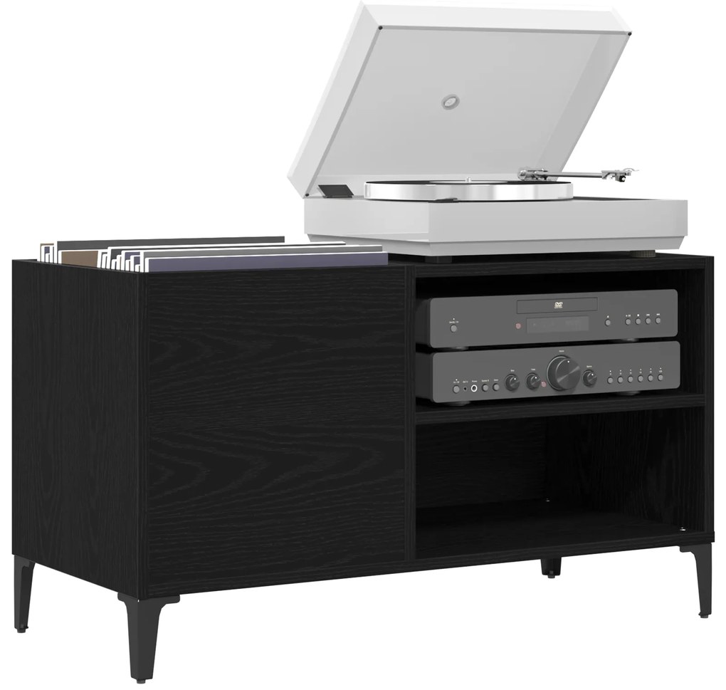 vidaXL Ντουλάπα Δίσκων Μαύρη Δρυς 84,5x38x48 εκ Επεξεργασμένο Ξύλο