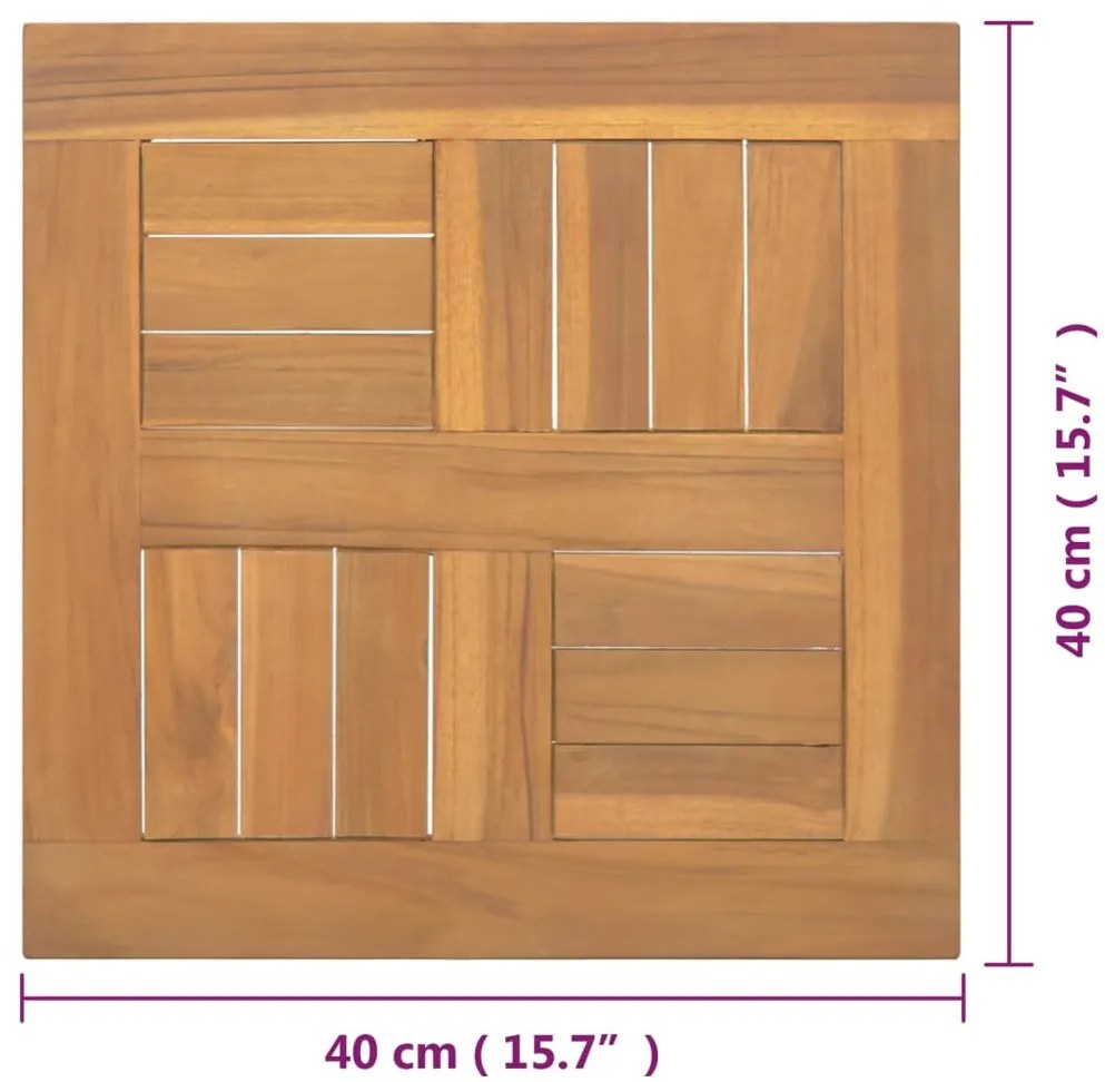 VidaXL Επιφάνεια Τραπεζιού Τετράγωνη 40 x 40 x 2,5 εκ. Μασίφ Ξύλο Teak