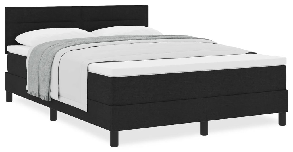 vidaXL Κρεβάτι Box Spring με Στρώμα Μαύρο 160x200 εκ. Υφασμάτινο