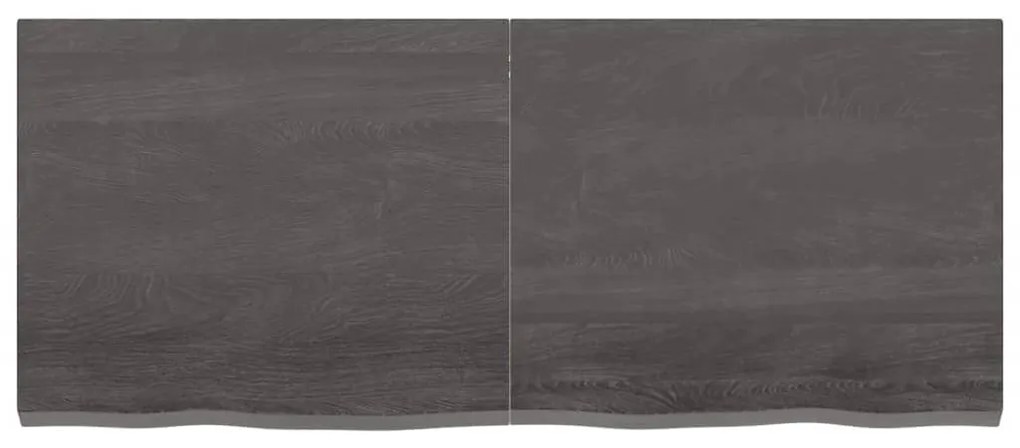 Ράφι Τοίχου Σκούρο Καφέ 120x50x(2-4) εκ. Επεξ. Μασίφ Ξύλο Δρυός - Καφέ