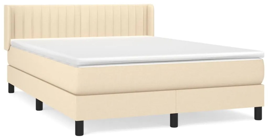 vidaXL Κρεβάτι Boxspring με Στρώμα Κρεμ 140x200 εκ. Υφασμάτινο