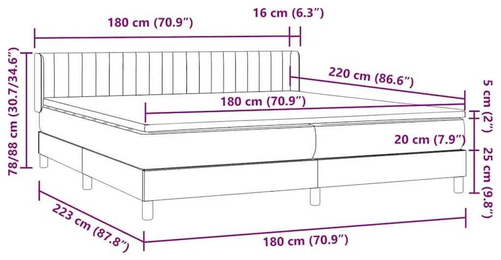 Box Spring κρεβάτι με στρώμα ροζ 180x220 cm Βελούδινο - Ροζ