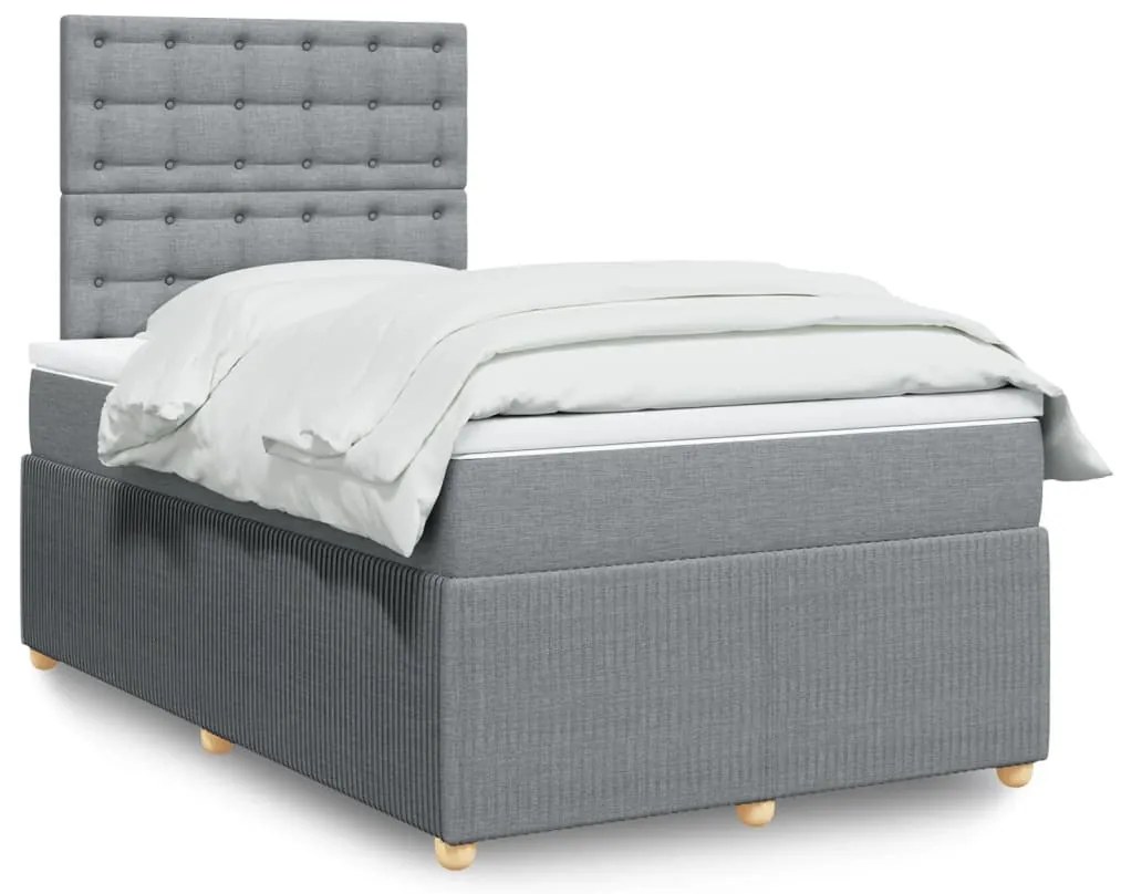vidaXL Κρεβάτι Boxspring με Στρώμα Ανοιχτό Γκρι 120x200 εκ. Υφασμάτινο
