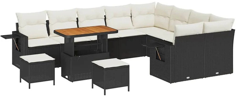 vidaXL Σετ Καναπέ Κήπου 12 pcs Μαύρο συνθετικό ρατάν