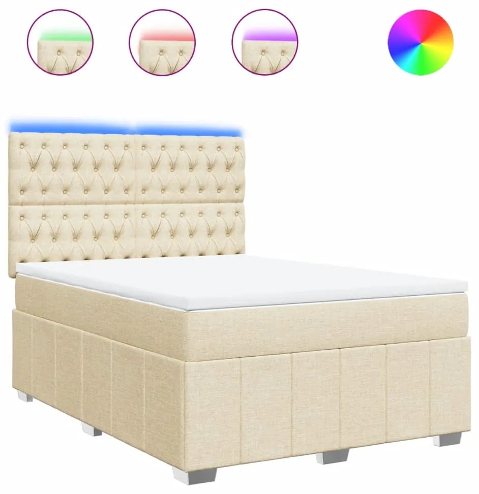 vidaXL Κρεβάτι Boxspring με Στρώμα Κρεμ 160x200 εκ. Υφασμάτινο