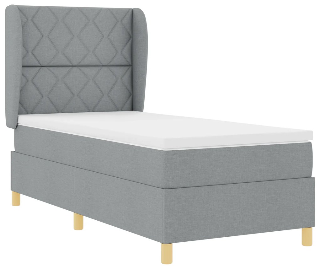 vidaXL Κρεβάτι με Στρώμα Φως Γκρι 100x200 cm Υφασμάτινο