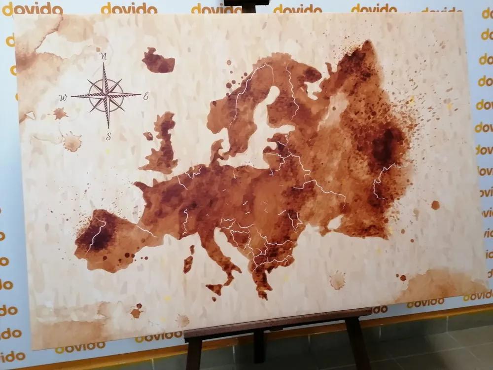 Εικόνα στον ρετρό χάρτη της Ευρώπης από φελλό - 120x80  color mix