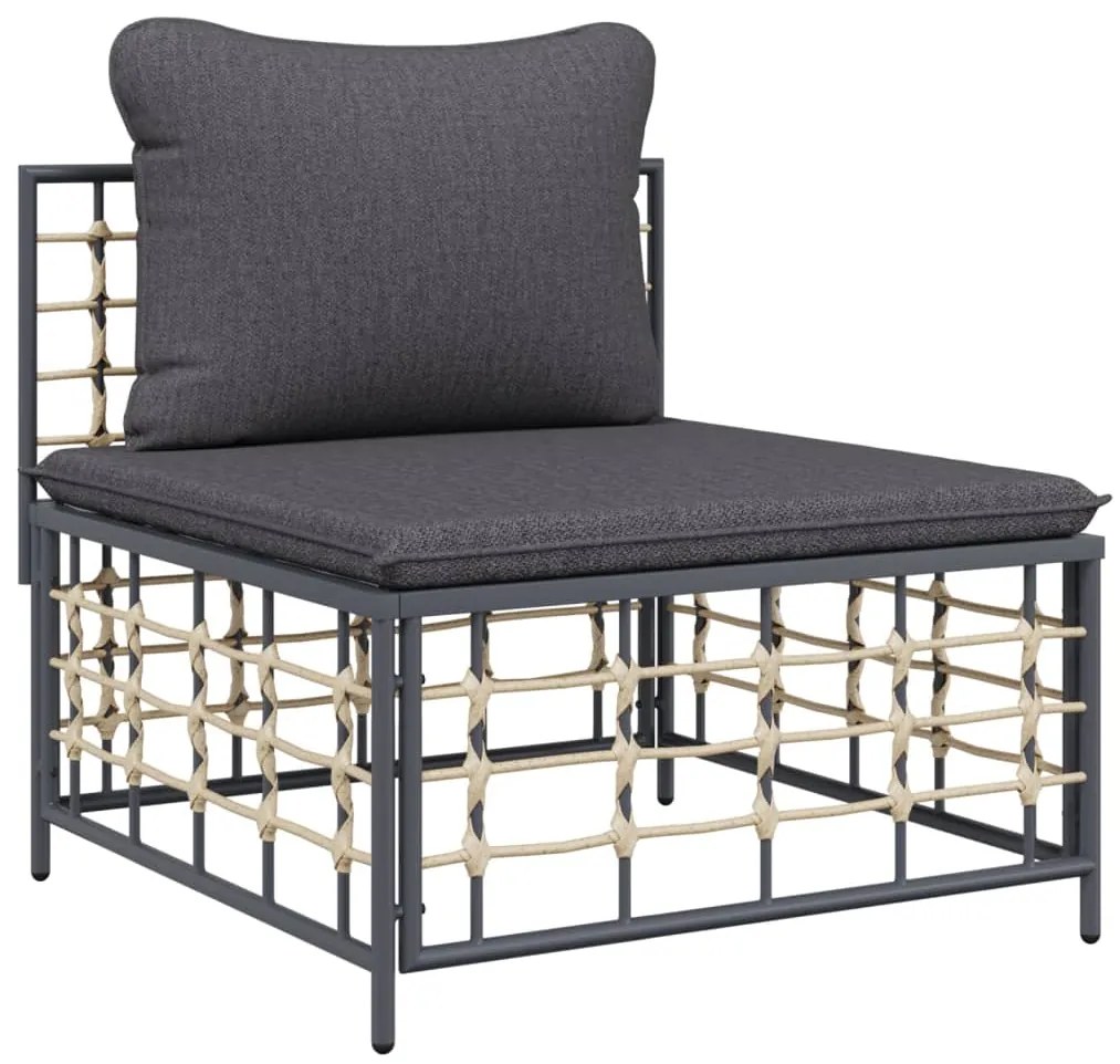 vidaXL Σαλόνι Κήπου Σετ 5 Τεμαχίων Ανθρακί Συνθετικό Ρατάν &amp; Μαξιλάρια