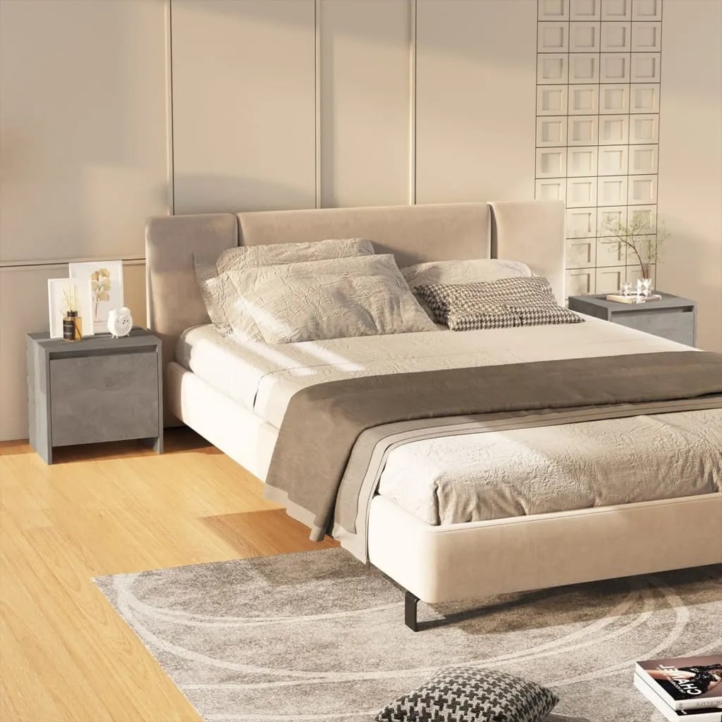 vidaXL Κομοδίνα 2 τεμ. Γκρι Σκυροδέματος 45x34x44,5 εκ. Μοριοσανίδα