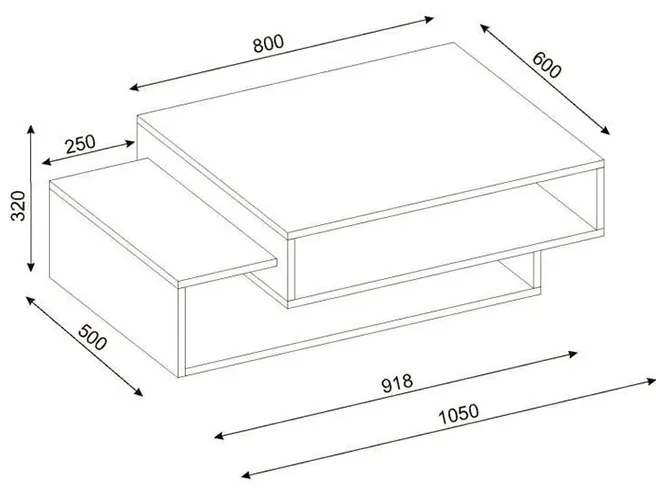 ΤΡΑΠΕΖΑΚΙ ΣΑΛΟΝΙΟΥ TAB MEGAPAP ΧΡΩΜΑ ΛΕΥΚΟ - ΚΑΡΥΔΙ 105X60X32ΕΚ.