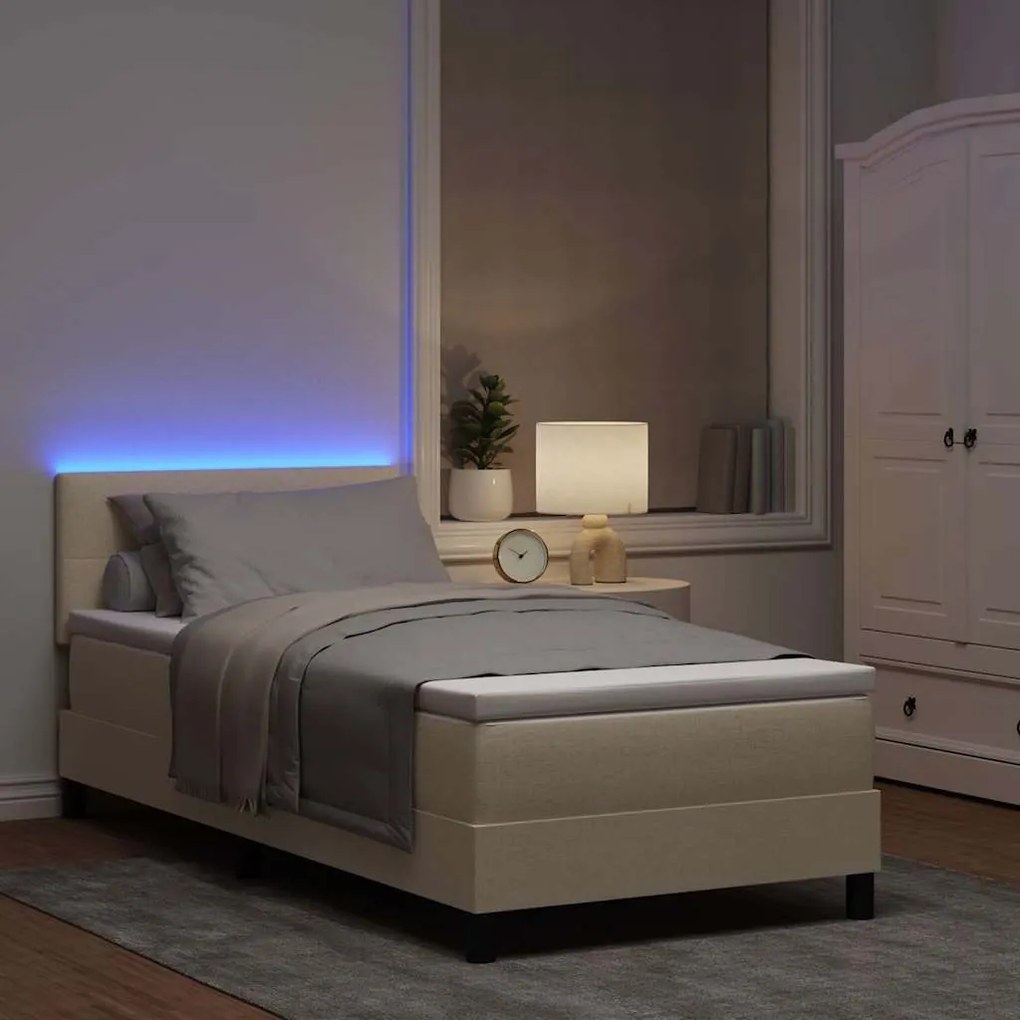 vidaXL Κρεβάτι με ελατήρια με στρώμα Κρεμ 90 x 200 cm ύφασμα