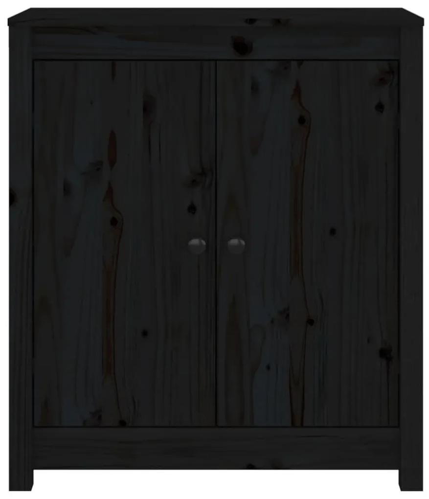 Ντουλάπια 2 τεμ. Μαύρα 70 x 35 x 80 εκ. από Μασίφ Ξύλο Πεύκου - Μαύρο