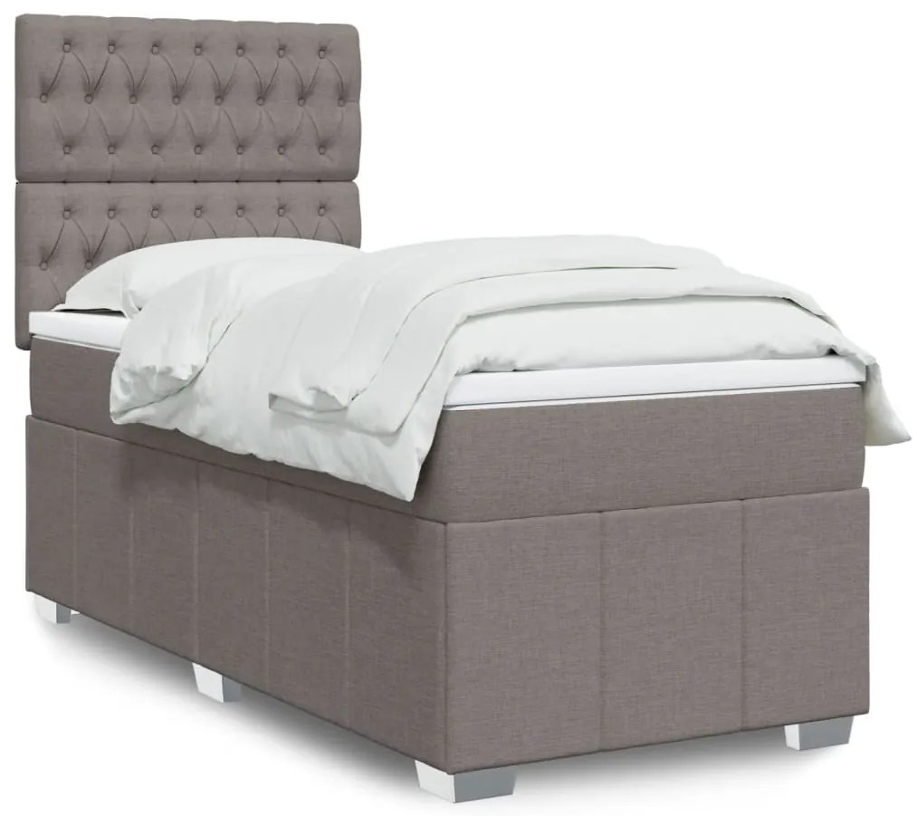 vidaXL Κρεβάτι Boxspring με Στρώμα Taupe 100 x 200 εκ. Υφασμάτινο