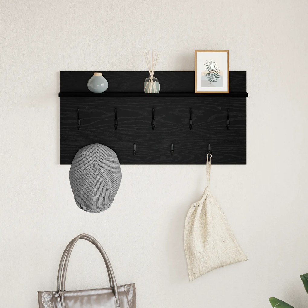 vidaXL Τοίχου Κρεμάστρα Μαύρη δρυς 80 x 40 x 12 cm Επεξεργασμένο ξύλο