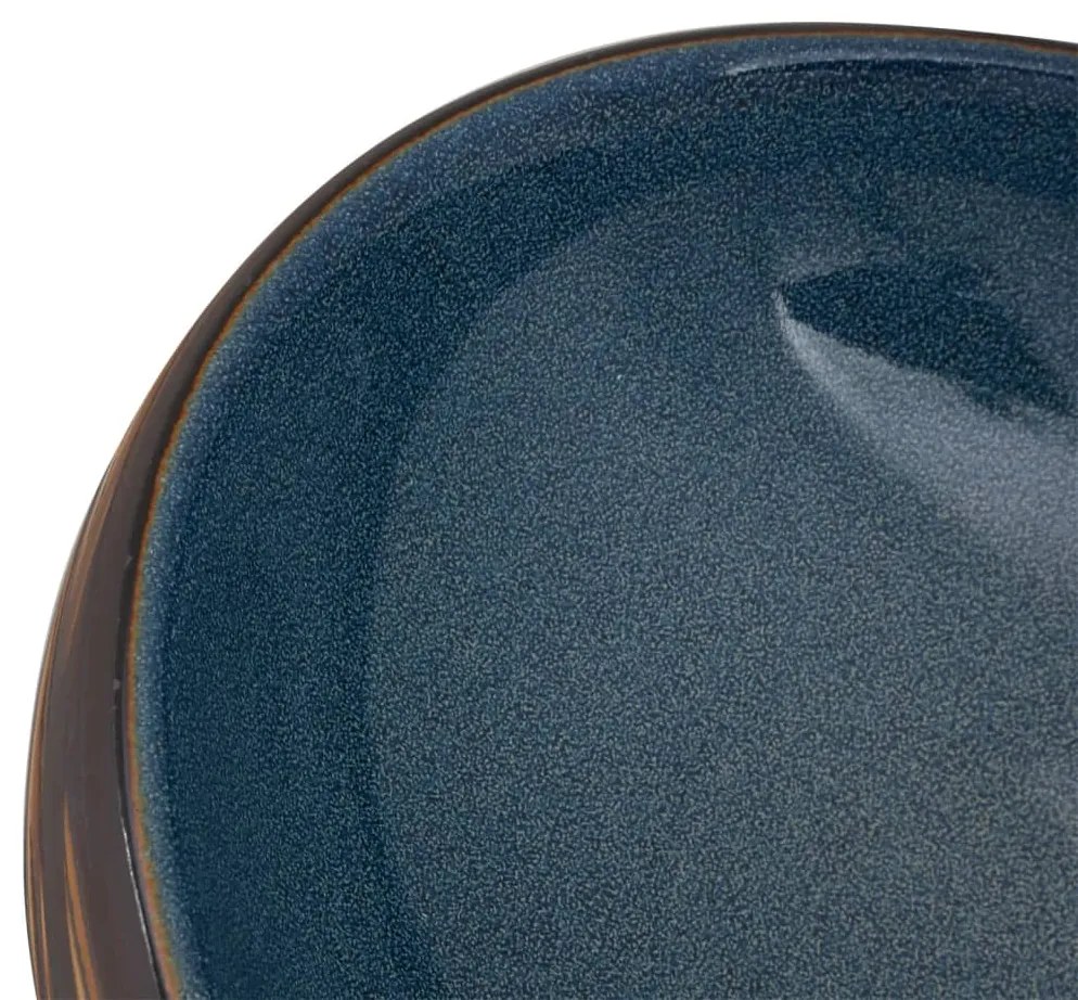 vidaXL Νιπτήρας Οβάλ Καφέ και Μπλε 59 x 40 x 15 εκ. Κεραμικός