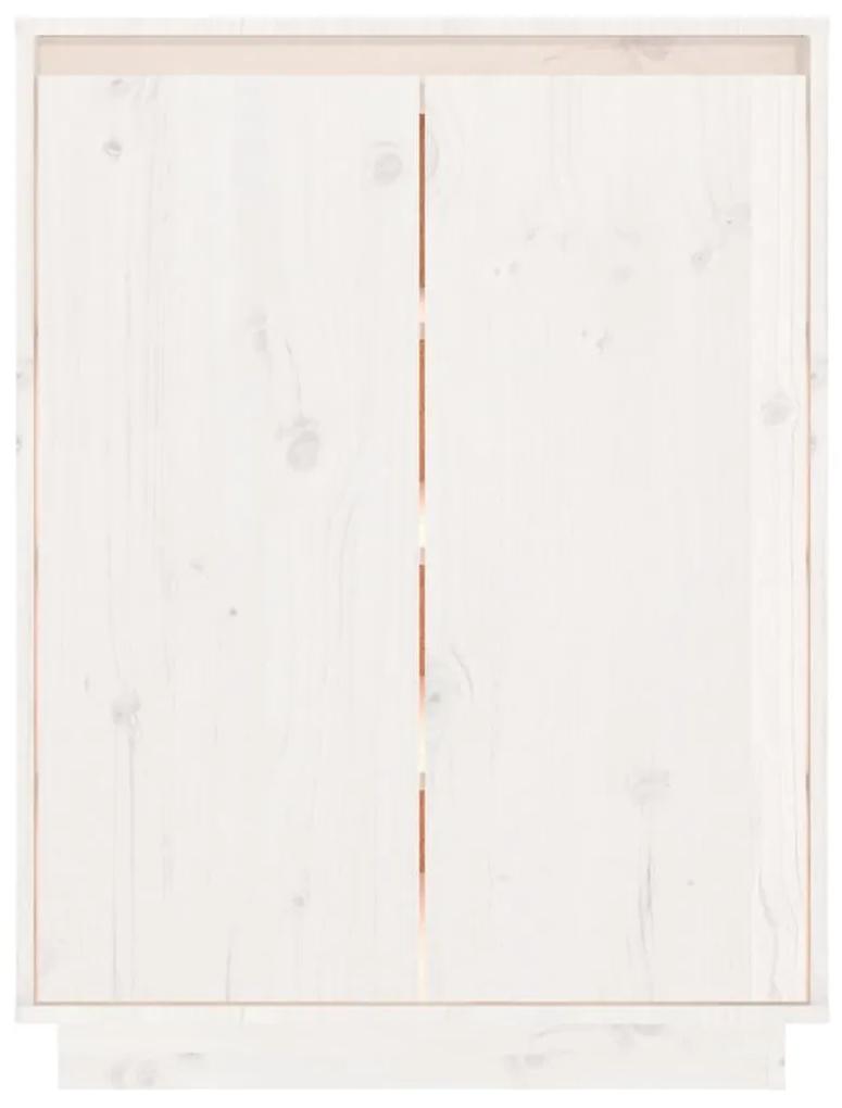 Παπουτσοθήκη Λευκή 60 x 35 x 80 εκ. από Μασίφ Ξύλο Πεύκου - Λευκό