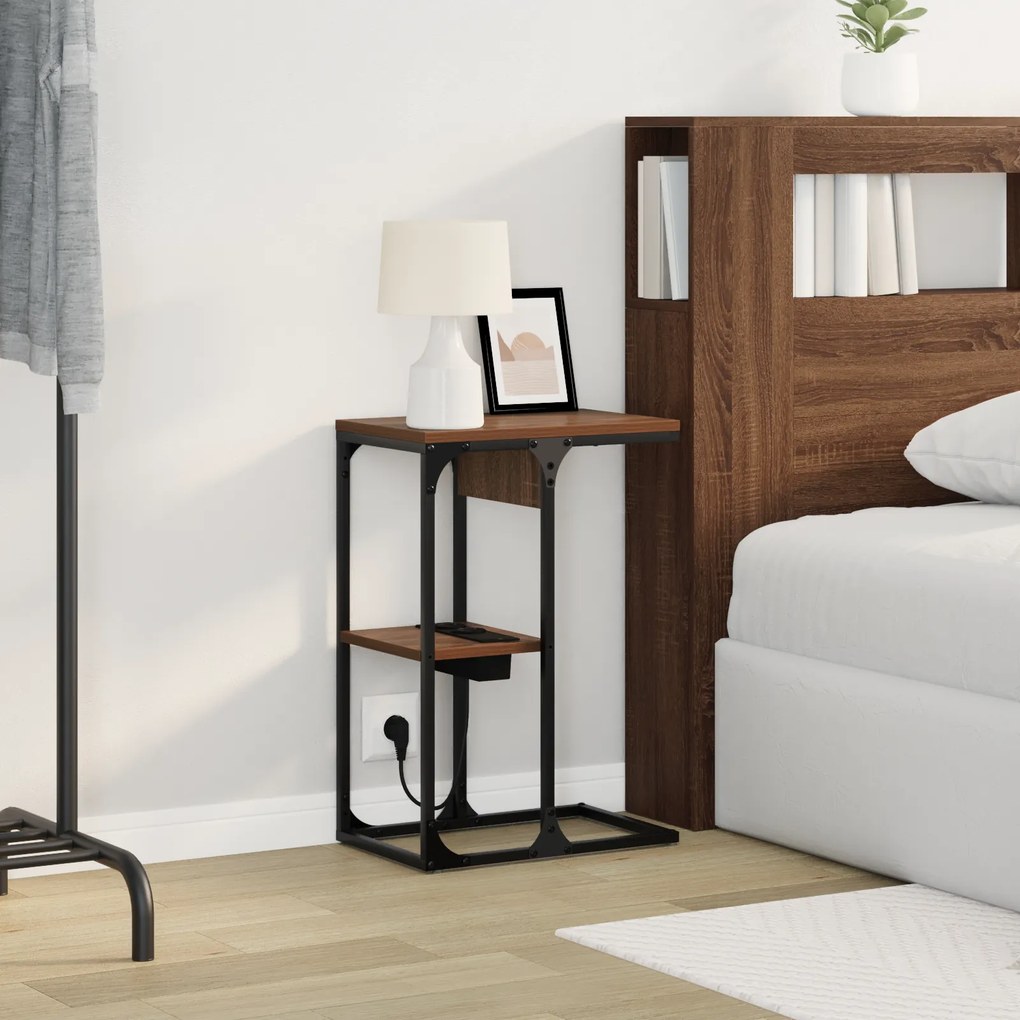 vidaXL Κομοδίνο Καφέ δρυς 41.5 x 26 x 60.5 εκ Επεξεργασμένο ξύλο