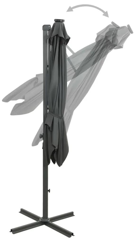 Ομπρέλα Κρεμαστή με Ιστό και LED Ανθρακί 300 εκ. - Ανθρακί