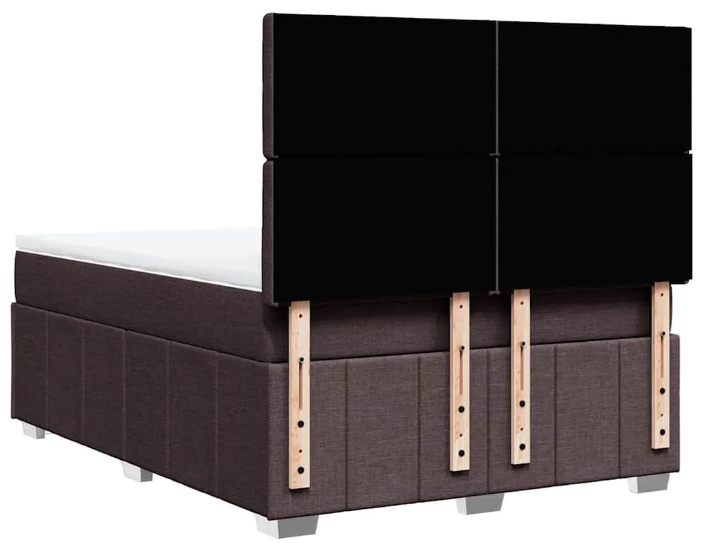 Κρεβάτι Boxspring με Στρώμα Σκούρο Καφέ 140x190 εκ. Υφασμάτινο 3293980