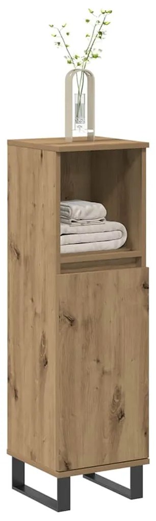 vidaXL Ντουλάπι μπάνιου Δρυς τεχνίτης 30x30x100 cm Κατασκευασμένο ξύλο