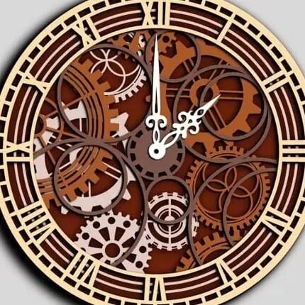 Intra απο ξύλο plywood 3mm-4mm πάχος – Ξύλινο ρολόι πολλαπλών στρώσεων με ξύλο Gears 45x50 cm INTRAVECTRY-MY561062