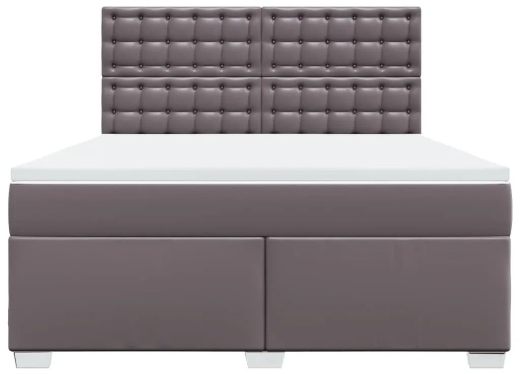 Κρεβάτι Boxspring με Στρώμα Γκρι 180x200 εκ. Συνθετικό Δέρμα - Γκρι