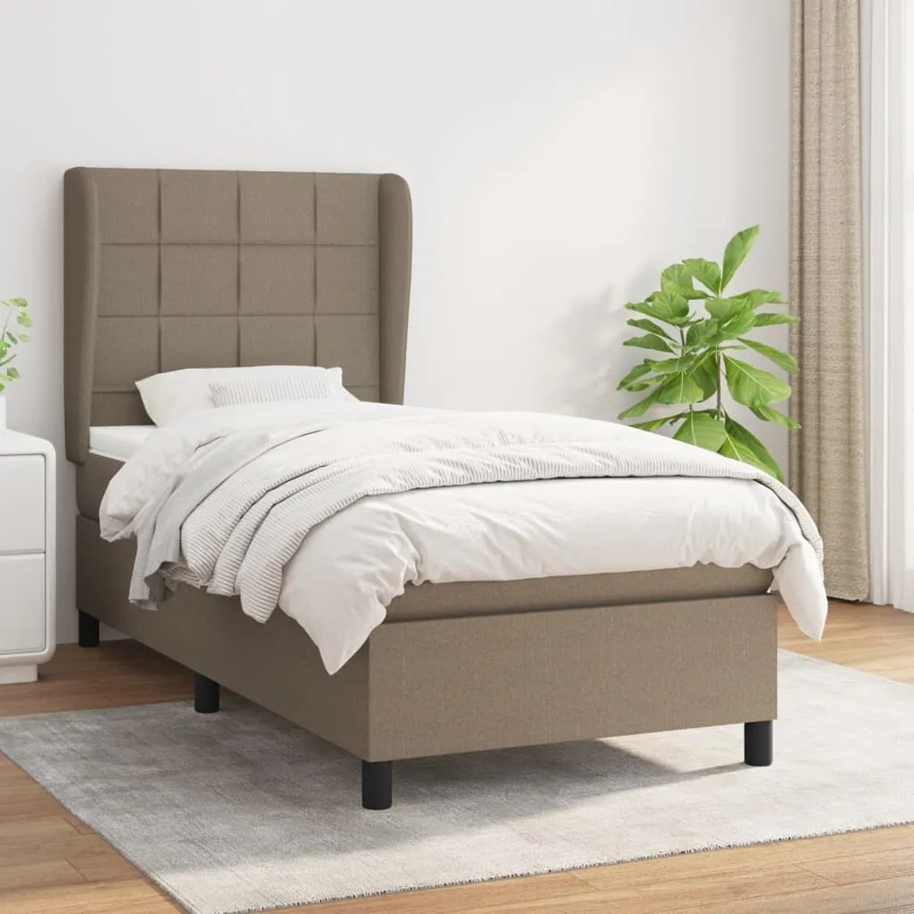 Κρεβάτι Boxspring με Στρώμα Taupe 80x200 εκ. Υφασμάτινο