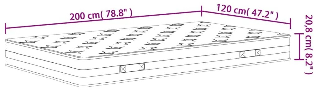 Στρώμα με Bonnell Springs Μεσαία Σκληρότητα 120 x 200 εκ. - Λευκό