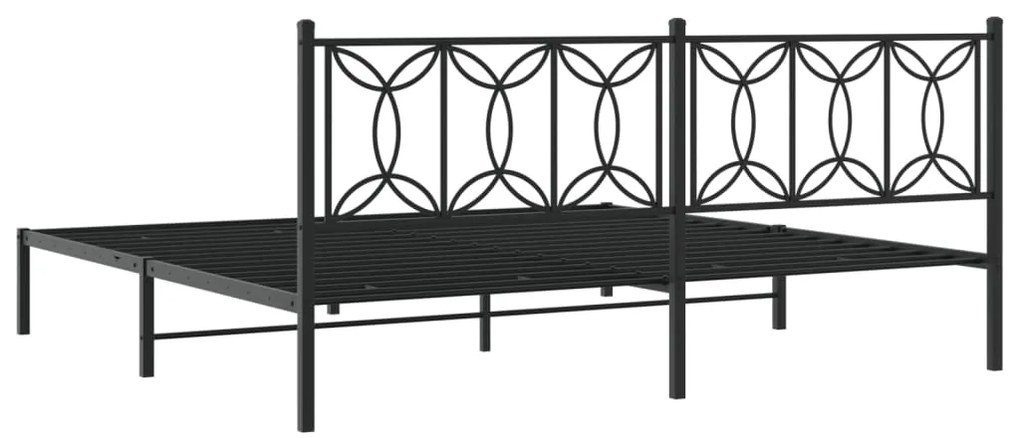 vidaXL Πλαίσιο Κρεβατιού με Κεφαλάρι Μαύρο 193 x 203 εκ. Μεταλλικό