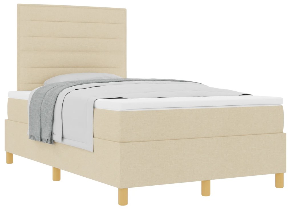 vidaXL Κρεβάτι με ελατήρια με στρώμα Κρεμ 120 x 200 cm ύφασμα