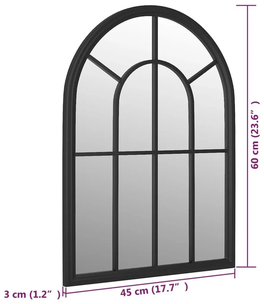 Καθρέφτης για Εσωτερικούς Χώρους Μαύρος 60 x 45 εκ. από Σίδερο - Μαύρο