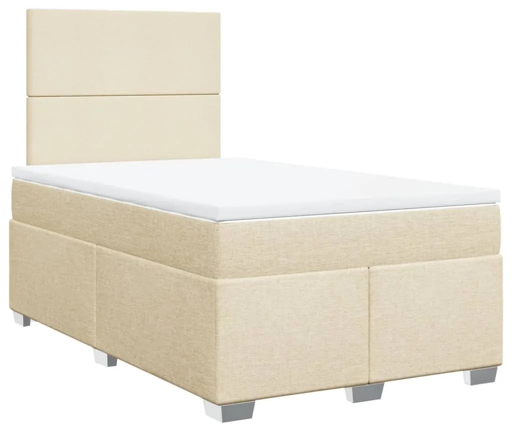 vidaXL Κρεβάτι Boxspring με Στρώμα Κρεμ 120x190 εκ. Υφασμάτινο