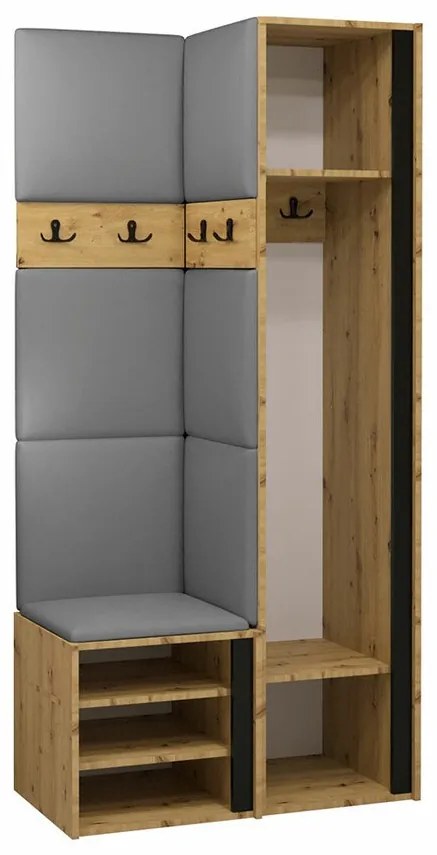 Σετ διαδρόμου Hartford 354, 186x82x44cm, 55 kg, Καθρέφτης, Κόκκινο, Γραφίτης, Πλαστικοποιημένη μοριοσανίδα, Ταπισερί, Τοίχου, Εντοιχισμένη